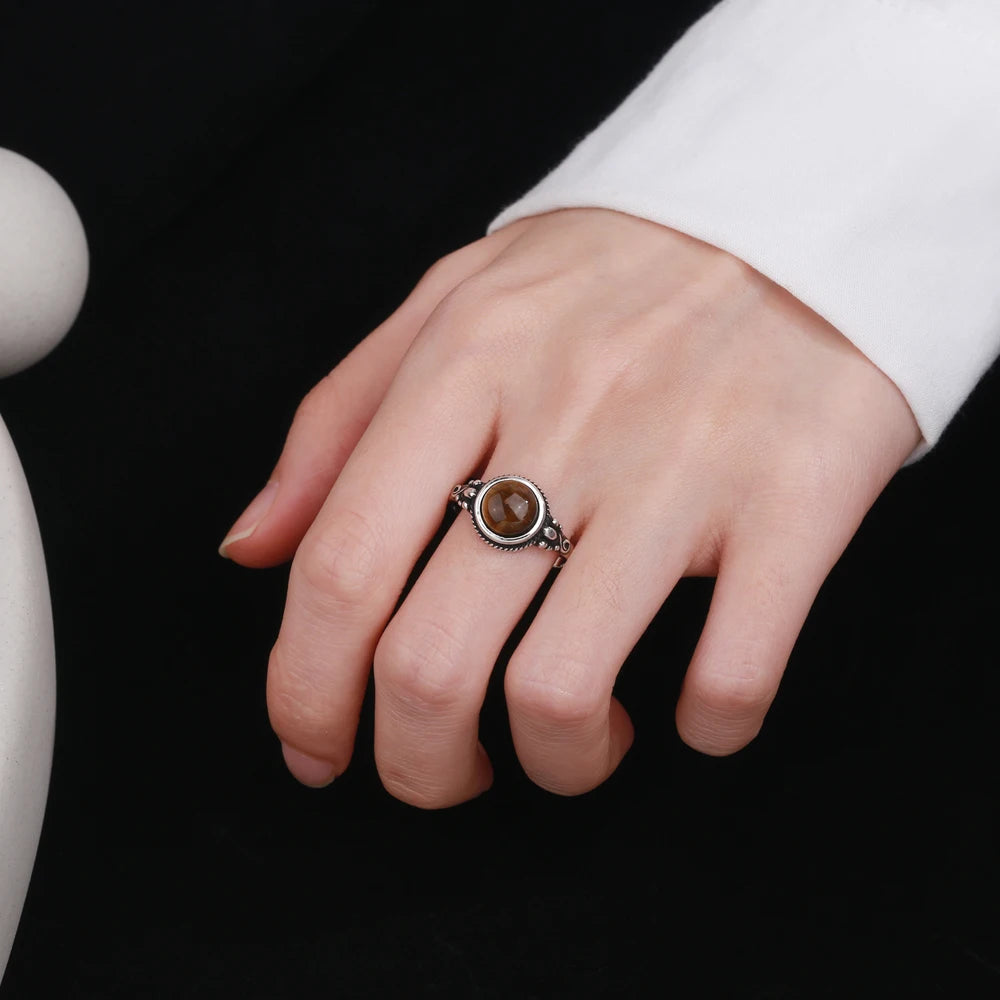 Tiger Eye Ring 8MM Vintage Style Engagement Wedding Gift