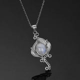 Nasiya Moonstone Necklace Pendant Women's 925 Silver Vintage Jewelry
