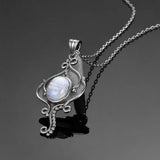 Nasiya Moonstone Necklace Pendant Women's 925 Silver Vintage Jewelry