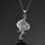 Nasiya Moonstone Necklace Pendant Women's 925 Silver Vintage Jewelry