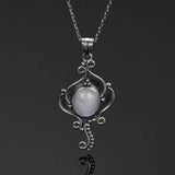 Nasiya Moonstone Necklace Pendant Women's 925 Silver Vintage Jewelry