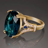 Nasiya Finger Ring with Big Aquamarine Stones