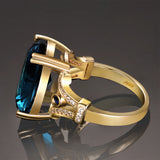 Nasiya Finger Ring with Big Aquamarine Stones