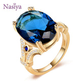 Nasiya Finger Ring with Big Aquamarine Stones