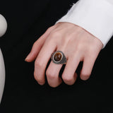 Nasiya Ring Oval Natural Tiger Eye Jewelry for Women Men