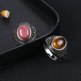 Nasiya Ring Oval Natural Tiger Eye Jewelry for Women Men