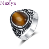 Nasiya Ring Oval Natural Tiger Eye Jewelry for Women Men