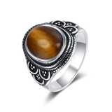 Nasiya Ring Oval Natural Tiger Eye Jewelry for Women Men