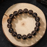 Nasiya Smoky Quartz Beaded Bracelet 12MM Crystal Bangles Jewelry