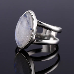 Nasiya S925 Silver Moonstone Engagement Ring for Women