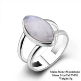 Nasiya S925 Silver Moonstone Engagement Ring for Women