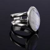 Nasiya S925 Silver Moonstone Engagement Ring for Women