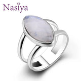 Nasiya S925 Silver Moonstone Engagement Ring for Women