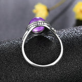 Vintage Amethyst Silver Ring for Women: 8x10MM Oval Natural Stone