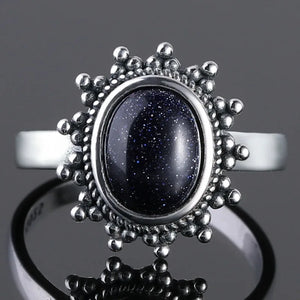 Nasiya Vintage Ring Classic Sandstone Gemstone Goose Stone Ring 7x9mm Europe Ret