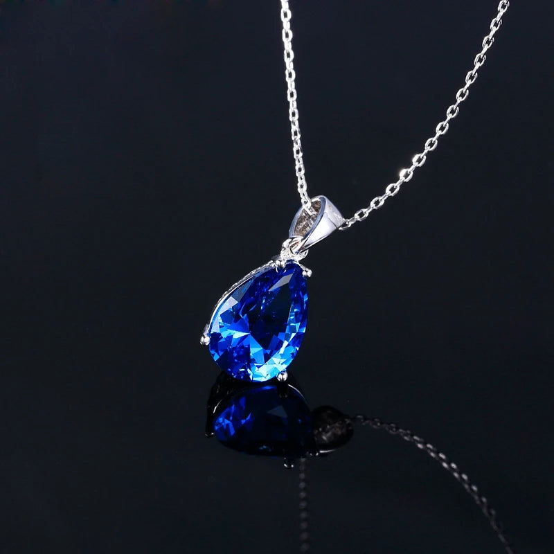 Nasiya Aquamarine Sapphire Water Drop Gemstone Necklace