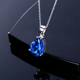 Nasiya Aquamarine Sapphire Water Drop Gemstone Necklace