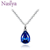 Nasiya Aquamarine Sapphire Water Drop Gemstone Necklace