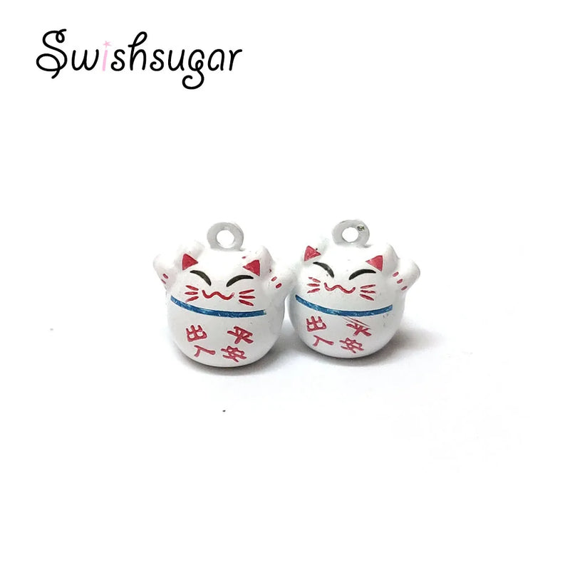 Chinese Lucky Cat Cartoon Bell Charms for Pet Necklace