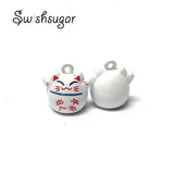 Chinese Lucky Cat Cartoon Bell Charms for Pet Necklace