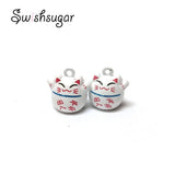 Chinese Lucky Cat Cartoon Bell Charms for Pet Necklace