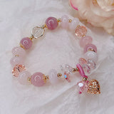 Green Jade Flower Agate Bracelet Multicolor Beaded Women's Jewelry
