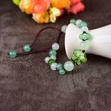 Natural Green Jade Butterfly Adjustable Bracelet Women Bangle
