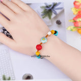 National Style Cinnabar Turquoise Bracelet Hand-knitted Amulet Bangle