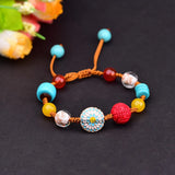 National Style Cinnabar Turquoise Bracelet Hand-knitted Amulet Bangle