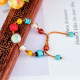 National Style Cinnabar Turquoise Bracelet Hand-knitted Amulet Bangle