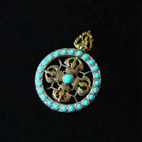 National Style Porcelain Turquoise Diamond Buddha Neck Pendant