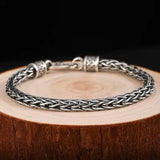 National Tide Retro Bracelet Male Hand-woven Silver Wire Bracelet