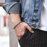 National Tide Retro Bracelet Male Hand-woven Silver Wire Bracelet