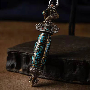 Retro Buddhist Vajra Dzi Pendant Men's Necklace Pendant Gift Jewelry