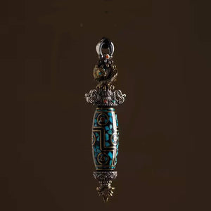 Retro Buddhist Vajra Dzi Pendant Men's Necklace Pendant Gift Jewelry
