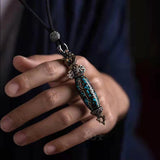 Retro Buddhist Vajra Dzi Pendant Men's Necklace Pendant Gift Jewelry