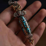Retro Buddhist Vajra Dzi Pendant Men's Necklace Pendant Gift Jewelry