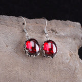 925 Sterling Silver Thai Silver Garnet Earrings