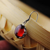 925 Sterling Silver Thai Silver Garnet Earrings