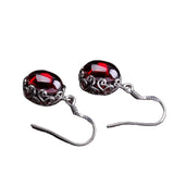 925 Sterling Silver Thai Silver Garnet Earrings