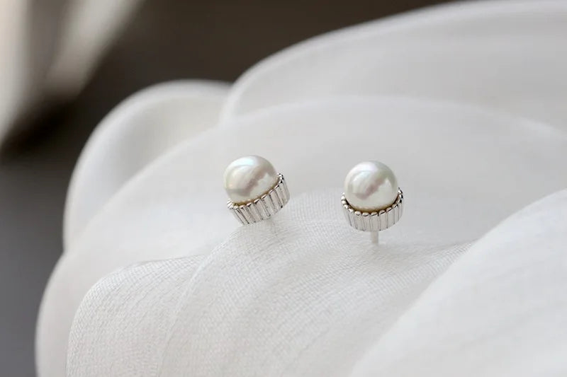 S925 Sterling Silver Shell Beads Silver Earrings