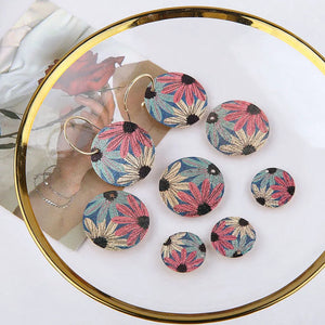 Glitter Flowers Geometry Copper Charms DIY Jewelry Earring Accessory