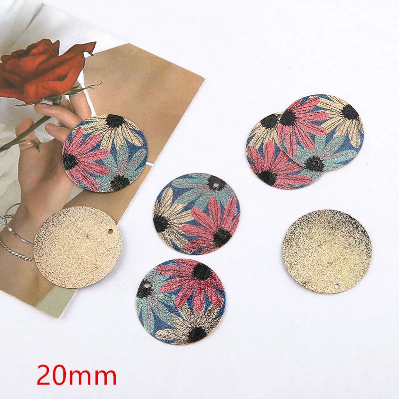 Glitter Flowers Geometry Copper Charms DIY Jewelry Earring Accessory