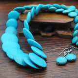 Flat Disc Pine Stone Necklace Sweater Chain Set