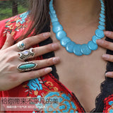Flat Disc Pine Stone Necklace Sweater Chain Set
