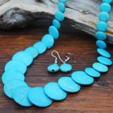 Flat Disc Pine Stone Necklace Sweater Chain Set