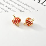 Red Lantern Double Hook Copper Charms for DIY Jewelry