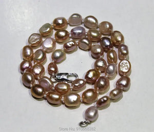Baroque Purple Freshwater Pearl Necklace 8x10mm 17INCH