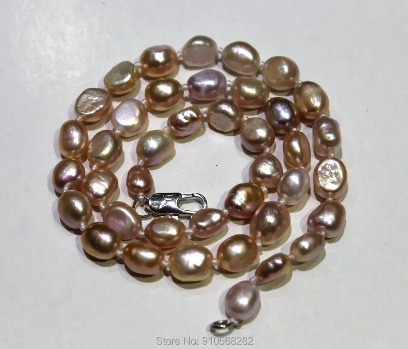 Baroque Purple Freshwater Pearl Necklace 8x10mm 17INCH