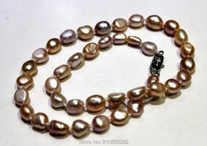 Baroque Purple Freshwater Pearl Necklace 8x10mm 17INCH